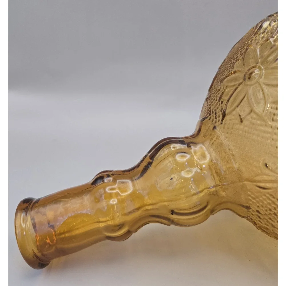 Vintage Decanter Amber Glass‎ Set With 7 Matching Goblets. Tara